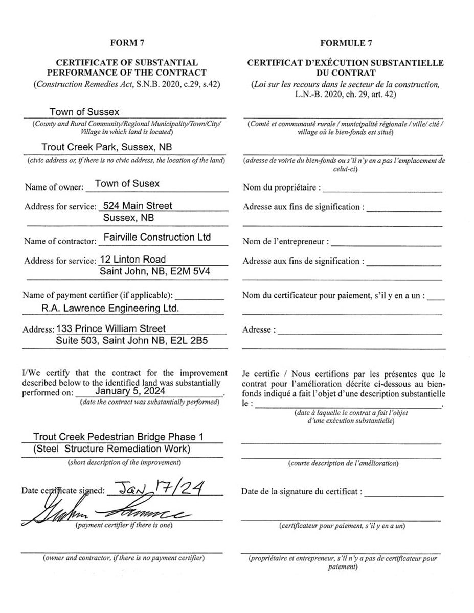 Certificate Of Substantial Performance - Trout Creek Pedestrian Bridge Phase 1 - Town Of Sussex.jpg